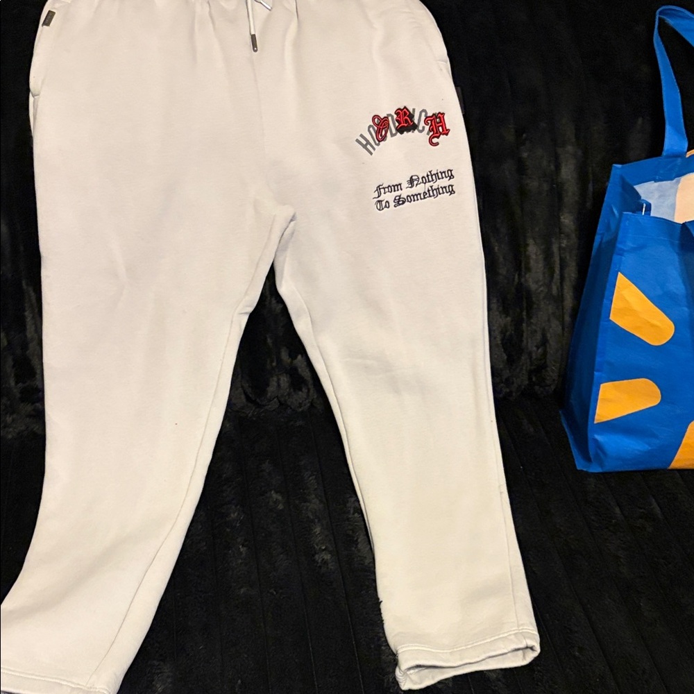 White Graphic Sweatpants